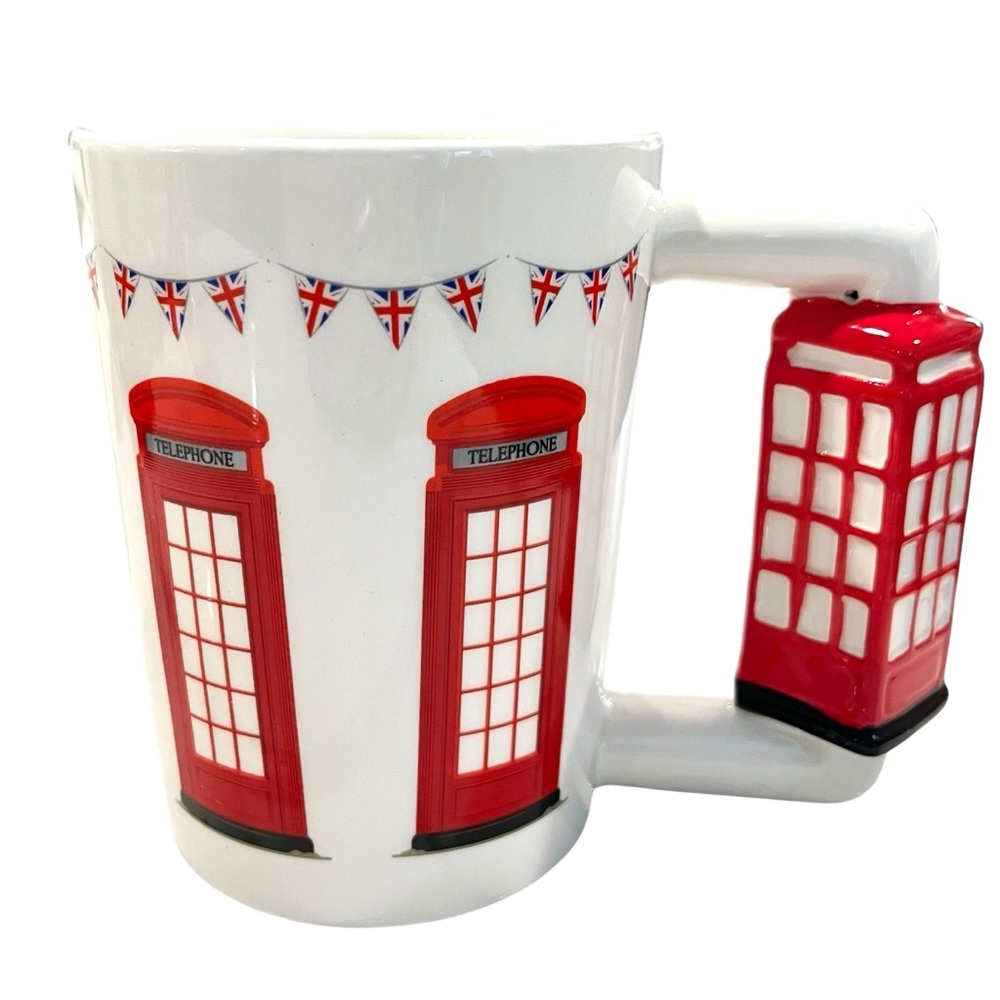 London Telephone Booth Mug Red Phone Box Handle UK Souvenir Coffee Cup Novelty